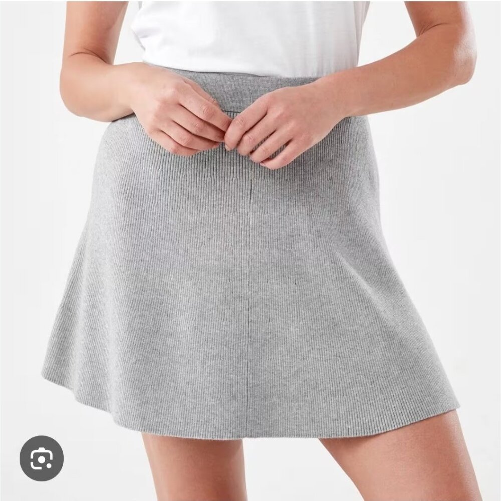 Wilfred cabincore quiet luxury knit A line flare ribbed sweater mini skirt